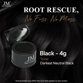 JM Hair Collection Root Cover Up – Black Temporary Hair Color Powder for Gray Coverage & Root Touch-Up – Water-Resistant, Mess-Free Compact for All Hair Types