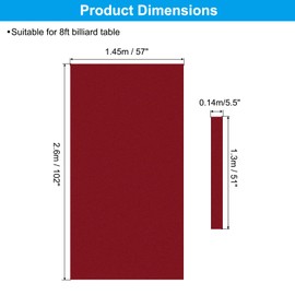 PATIKIL Billiard Cloth 8ft, Professional Pool Table Felt with 6 Felt Cloth Strips, Snooker Cloth Felt Replacement Accessories for Bars Clubs, Red