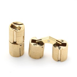 Rierdge 8mm Invisible Brass Barrel Hinges Cylindrical Hidden Cabinet Furniture Hinge 180°Opening Angle for DIY Wooden Jewelry Box Handicrafts, 4Pcs