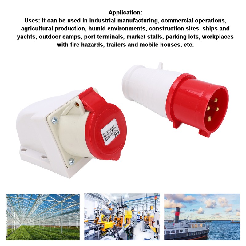 Industrial Plug Socket 380415V 32A 4Pin 3P+E IP44 Waterproof Surface