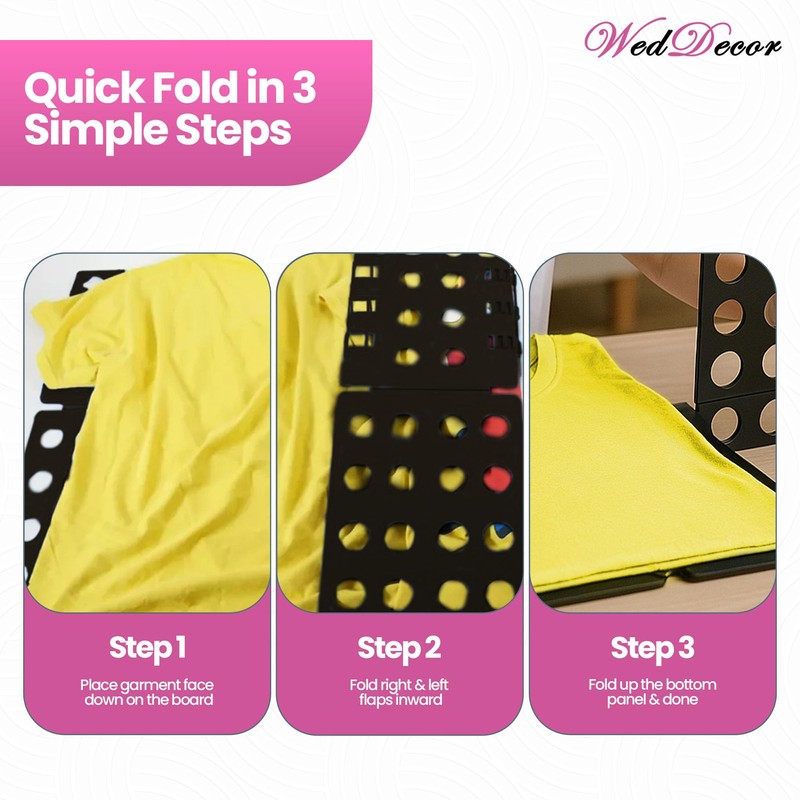 WedDecor Tshirt Folding Board Black | Fast Speed Clothes Shirt