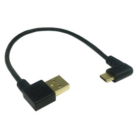 CERRXIAN 9 inch Gold Plated USB Left & Right Angle 3.0 Type C Male to Left Angle USB Type A 2.0 Male Fast Charge and Data Sync Cable L
