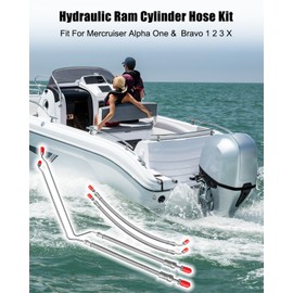 Vaticas Hydraulic Ram Cylinder Hose Kit Fit for Mercruiser Alpha One with Trim Cylinder(15-9/16") and Bravo 1 2 3 X, Replace 32-864589 32-864588 32-99904Q, 4PCS