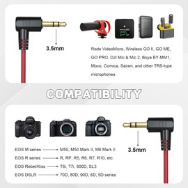 3.5mm TRS to TRS Microphone Patch Cable for DSLR Cameras – Compatible with Rode VideoMicro, Wireless GO II/ME/PRO, DJI Mic 2, Boya, Movo, Takstar, Comica, Sairen, Nikon, Canon & More (Red)