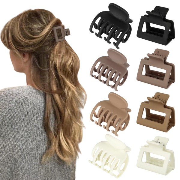 Matte Hair Clips for Women and Girls - 8pcs Rectangle