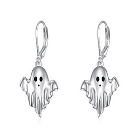Ghost Earrings 925 Sterling Silver Fun Ghost Dangle Earrings Jewellery Gifts for Women Daughter Girls Teen (Ghost Earrings)