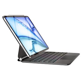 TabletKeyer Magic for iPad Air 11-inch (M3/M2) Case with Keyboard Air 10.9"(5th/4th)/Pro 11(4th/3rd/2nd/1st)Gen, Trackpad Floating Rainbow Backlit TouchPad Keypad with Cantilever Magnetic Cover Black