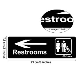 4 Pieces Acrylic Plastic Restroom Sign 9 x 3 Inch Restroom Directional Sign for Business Men Women Wheelchair Restroom Sign with Arrow for Door Wall Office Restaurants Supplies