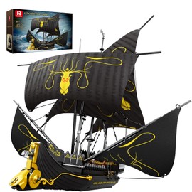 Reobrix Pirate Ship Building Blocks Kits, MOC Black Pearl Ship Model 66022, Sail Boat Construction Toys, Collectible Display Home Office Decor, Gift for Adults Girls Boys 8-14