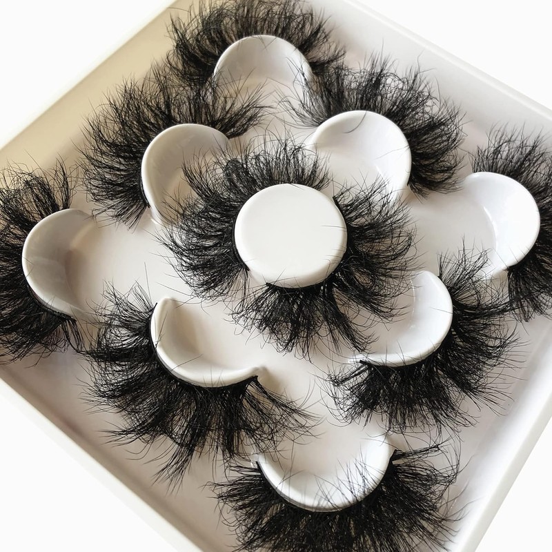 Pooplunch Puflunch False Eyelashes 25MM Volume Dramatic Mink 5 Pairs