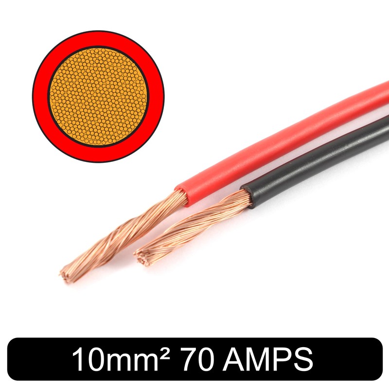 70 AMP Rated 10mm² 8 AWG Single Core Stranded Copper