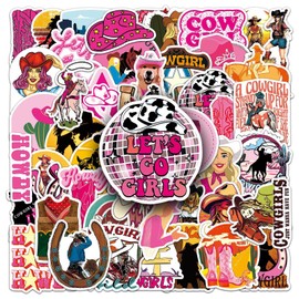 50PCS Cowgirl Style Waterproof Stickers for Teen Girls Adults,Country Western Cowgirl Stickers,Decorative Journal Water Bottle Laptop Luggage Helmet Skateboard