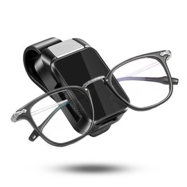 SUNNIFLY Glasses Holder for Car Sun Visor, Snap-on Sunglasses Holder Car, Fits Most Sunglasses, Myopic Glasses (Black)