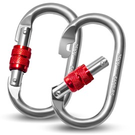 Vipuikos Pack of 2 Carabiner Hooks, 25 KN, O-Shaped Carabiner Hooks, Large, Heavy Duty Safety Carabiner, Stainless Steel, 2500 kg Load Capacity, Carabiner for Yoga, Hammock, Camping, Swing, Climbing,