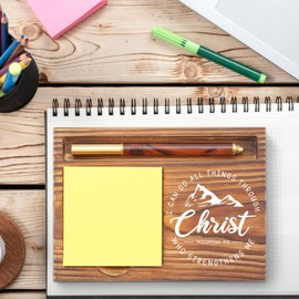 Christian Desk Organizer, Bible Verse Sticky Note Holder, Philippians 4:13 I Can Do All Things Through Christ, Religious Gifts for Christians, Pastors, Church Leaders, Believers TZP101