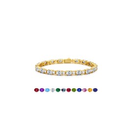 Iefil Cubic Zirconia Tennis Bracelets for Women - Gold Plated April Birthstone Bracelet Sterling Silver, Anniversary Birthday Gifts for Women, Jewelry Gifts for Woman Her,7"