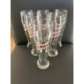Steigl Stiegl Weisse Tall Beer Glasses. Size 0.3 Liter. Set of .6. 8 1/4” Tall . New