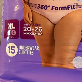 Always Discreet Underwear Form Fit for Sizes 20-26 Size XL 15 Count Sealed