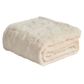 FY FIBER HOUSE Flower Throw Blanket Ultra Soft Blanket Fuzzy Twin Blanket for Bed Couch Sofa, 60"x80", Beige