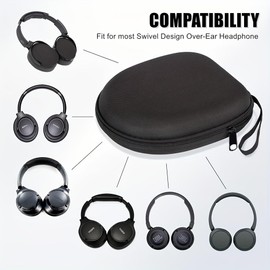 Case Star Hard Shell Carrying Case for Over-Ear Headphones, Large Travel Bag, Black, Compatible with Sony MDR and Multiple Brands