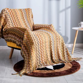 LumiSyne Knitted Throw Blanket Tassels Houndstooth Bohemian Check Soft Cozy Woven Blanket Sofa Throws Warm Armchair Cover Decorative Blanket For Couch Bed Settee 170x130cm
