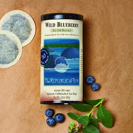 The Republic of Tea Wild Blueberry Black Tea, 50 Tea Bags, Rich Natural Blueberry Fine Black Tea