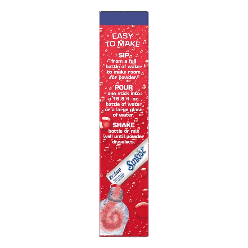 Sunkist Singles-To-Go Drink Mix, Strawberry, Non-Carbonated, Low-Calorie, Zero Sugar, 6