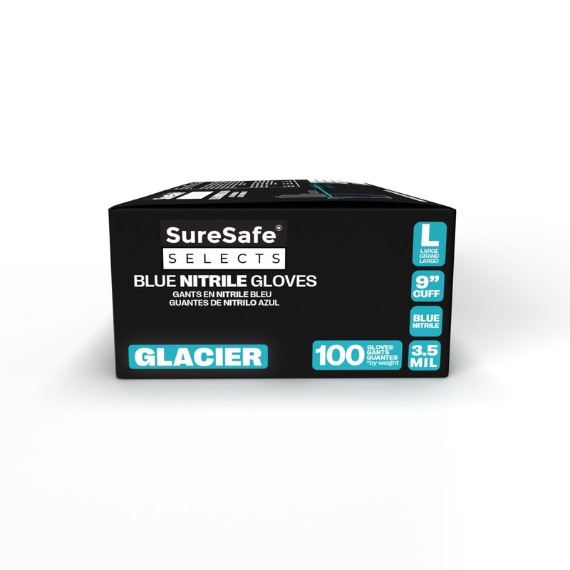 SURESAFE Glacier Nitrile Gloves - 3.5 MIL Multipurpose Disposable Roll-Beaded