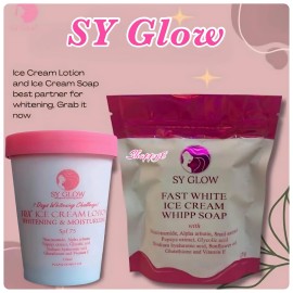 SY GLOW 10X ICE CREAM LOTION SPF75 + Fast White Ice Cream Whipp Soap