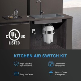 Garbage Disposal Air Switch Kit, UL Certified Garbage Disposal Button Stainless Steel Sliver, Sink Top Waste Disposer On/Off Switch