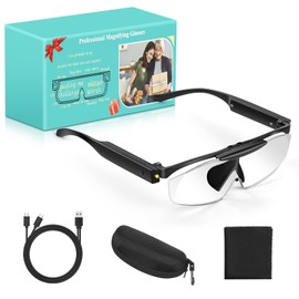 NZQXJXZ 200% Lupenbrille mit Licht, USB Wiederaufladbare LED Beleuchtete Vergrößerungsbrille, Freihändige Leselupe mit Licht für Senioren, Hobbys, Lesen, Handwerk