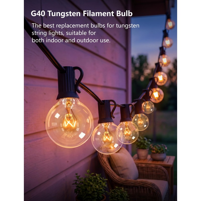 YIHKQDL 50 Pack G40 Replacement Bulbs for Outdoor String Lights,