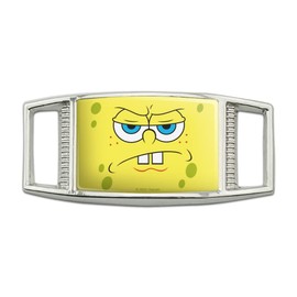SpongeBob Angry Face Rectangular Shoe Shoelace Shoe Lace Tag Runner Gym Charm Decoration