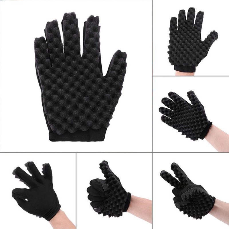 Xfaiz Magic Curly Sponge Gloves Tutorial for Barbiers Wave Black