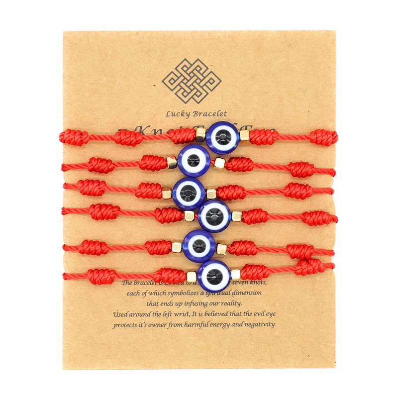 Jasimkiss Evil Eye 7 Knot Lucky Bracelets Adjustable Red String