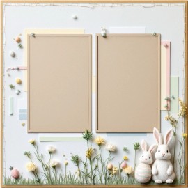 Handmade Premade Cardstock 12x12 Layouts Scrapbook set Of 2 Easter Printed