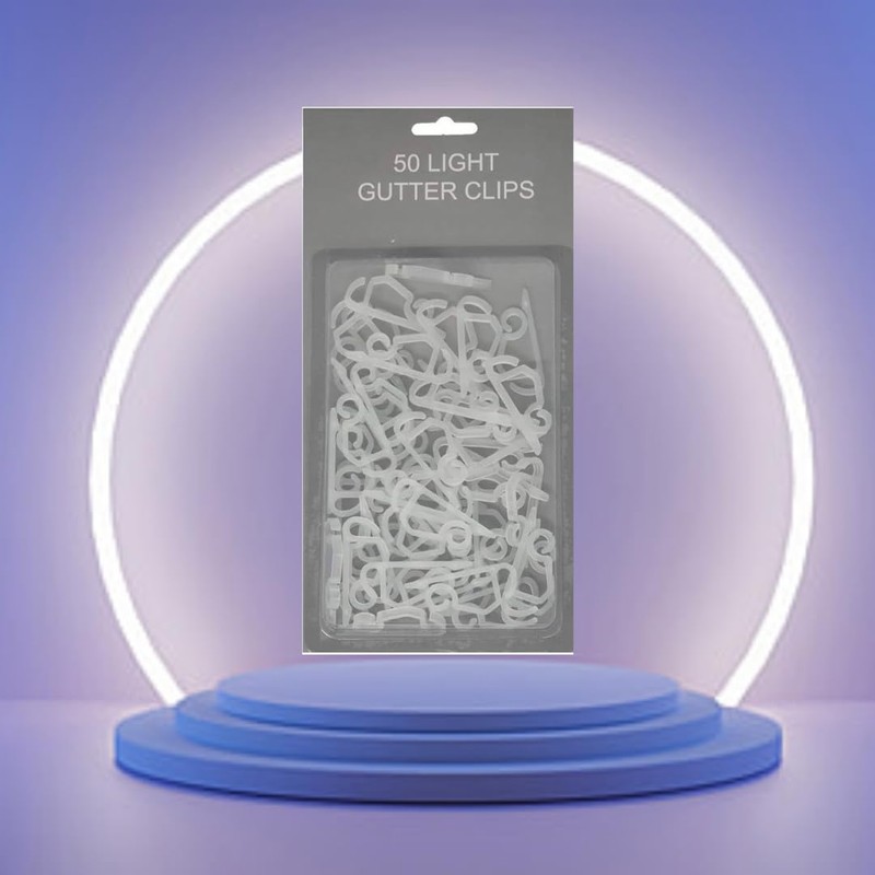 SOTL® 50 Clear Gutter Hooks for Hanging Outdoor Christmas Lights,