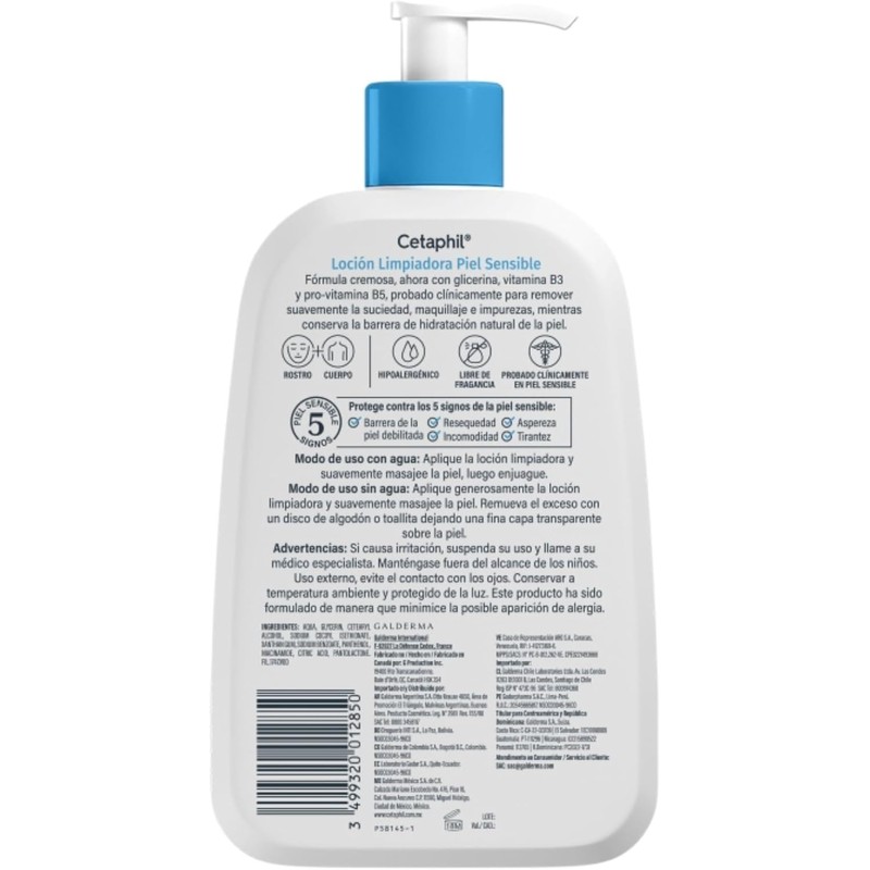 Cetaphil Loción Limpiadora Facial Corporal Piel Sensible y Seca 473