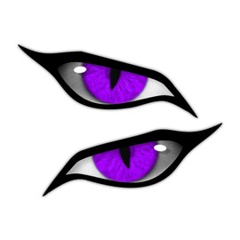 Pair of Evil Eyes Eye in Purple Vinyl Car Motorbike Helmet Sticker Decal, 166mm x 68mm
