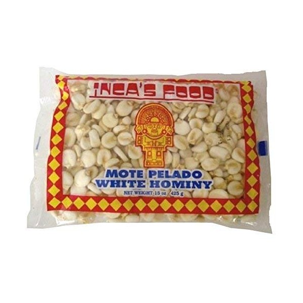 Inca's Food Mote Pelado - White Hominy 15oz (425g Single Bag) - Product of Peru