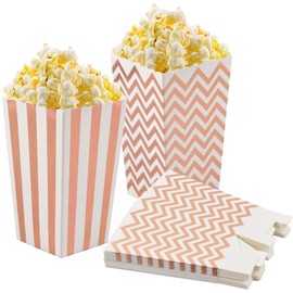 Focenat 20 Pieces Popcorn Boxes, Popcorn Containers Cardboard, Popcorn Bags Rose Gold, Popcorn Bucket Reusable, Small, Popcorn Cups Plastic, Popcorn Favor Boxes for Kids, Candy, Party