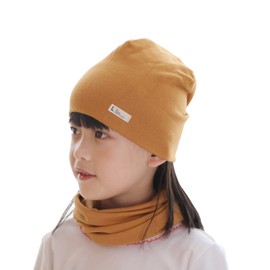 VUCDXOP Baby Beanie Hat Loop Scarf Set Boys Girls Beanie Hats + Tube Scarf Set of 2 Autumn Winter Soft Cotton Beanie Hat Neckerchief Neck Warmer Round Scarf Set
