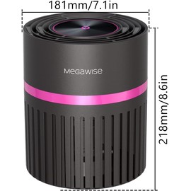 MEGAWISE Home air purifier, True HEPA & Activated Carbon for Odors Pets Smoke, for Home up to 215 sq ft, Auto Mode, Air Quality Monitor