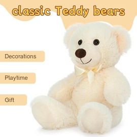 Tezituor Bulk Teddy Bear Baby Shower, 10 Packs Small Teddy Bear Stuffed Animals in Bulk,13.5" Small Stuffed Bears Plush for Wedding,Birthday,Christmas, Party Decorations, Valentine's Day  #BlackFriday #Christmas:_White-1pack