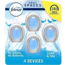 Generic Febreze Small Spaces, Plug in Air Freshener Alternative for Home, Heavy Duty, Odor Eliminator for Strong Odor 4 Count (Pack of 1) (Linen & Sky)