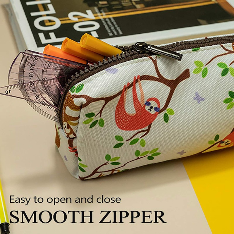 LParkin Cute Sloth Large Capacity Canvas Pencil Case Pen Bag
