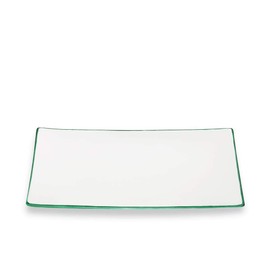 GMUNDNER KERAMIK Rectangular Plate Size: L 30 cm x W 20 cm x H 2.5 cm Green Edge Crockery Handmade in Austria