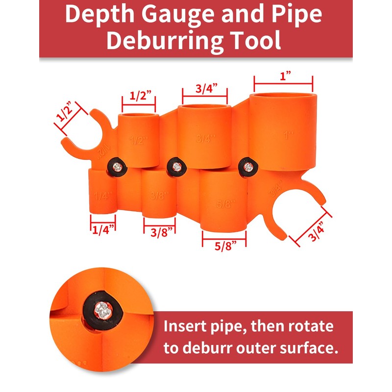Vorhixa 12 Pcs 1/4-1 Inch Depth Gauge and Pipe Deburring