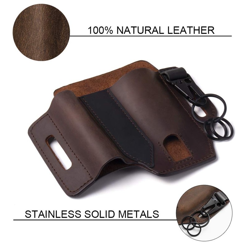 Gentlestache Multitool Sheath for Belt, Leather EDC Pocket Organizer for