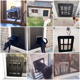 NAMSAN Dog Screen Door, Flap Opening 11.2 x 14.4 inches, Dog Door for Screen Door, Large Pet Door for Sliding Door Magnetic Self-Closing, Screen Door with Doggie Door Built in, Lockable, Black